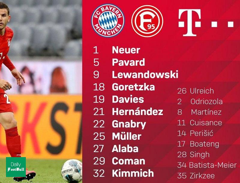 ترکیب بایرن مونیخ مقابل دوسلدورف برای بازی امشب 10 خرداد 99