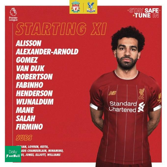 ترکیب لیورپول مقابل کریستال پالاس برای بازی امشب 4 تیر 99