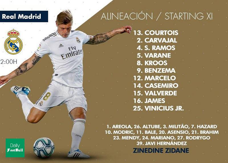 ترکیب رئال مادرید و مقابل سوسیداد برای بازی امشب 1 تیر 99