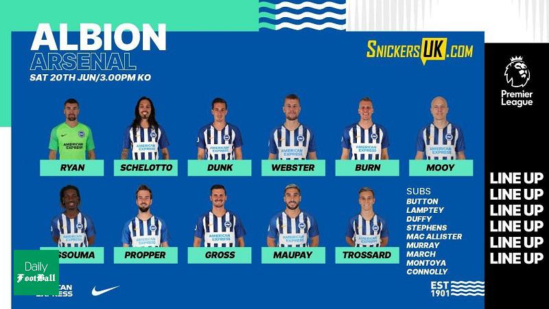 ترکیب آرسنال و برایتون برای بازی امروز 31 خرداد 99