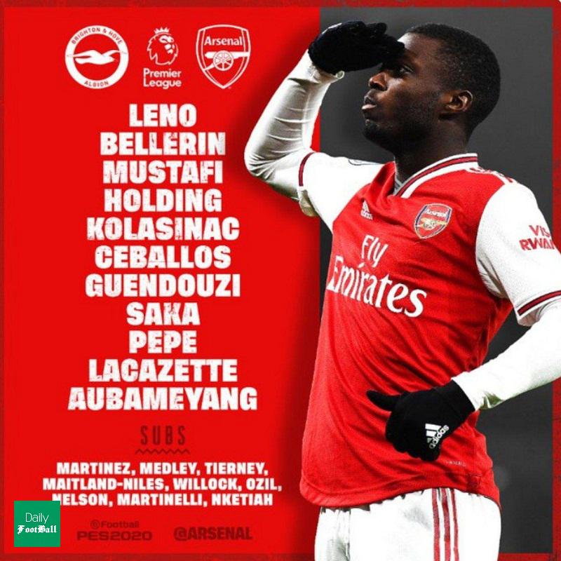 ترکیب آرسنال و برایتون برای بازی امروز 31 خرداد 99