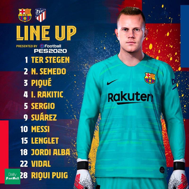 ترکیب بارسلونا و اتلتیکو مادرید برای بازی امشب 10 تیر 99