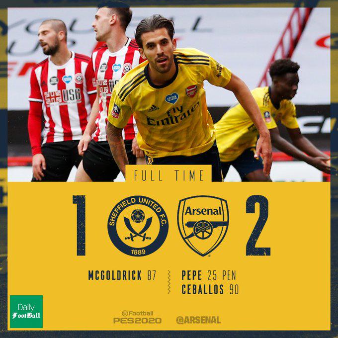 نتیجه بازی آرسنال و شفیلد یونایتد/ صعود توپچی ها به نیمه نهایی جام حذفی انگلیس