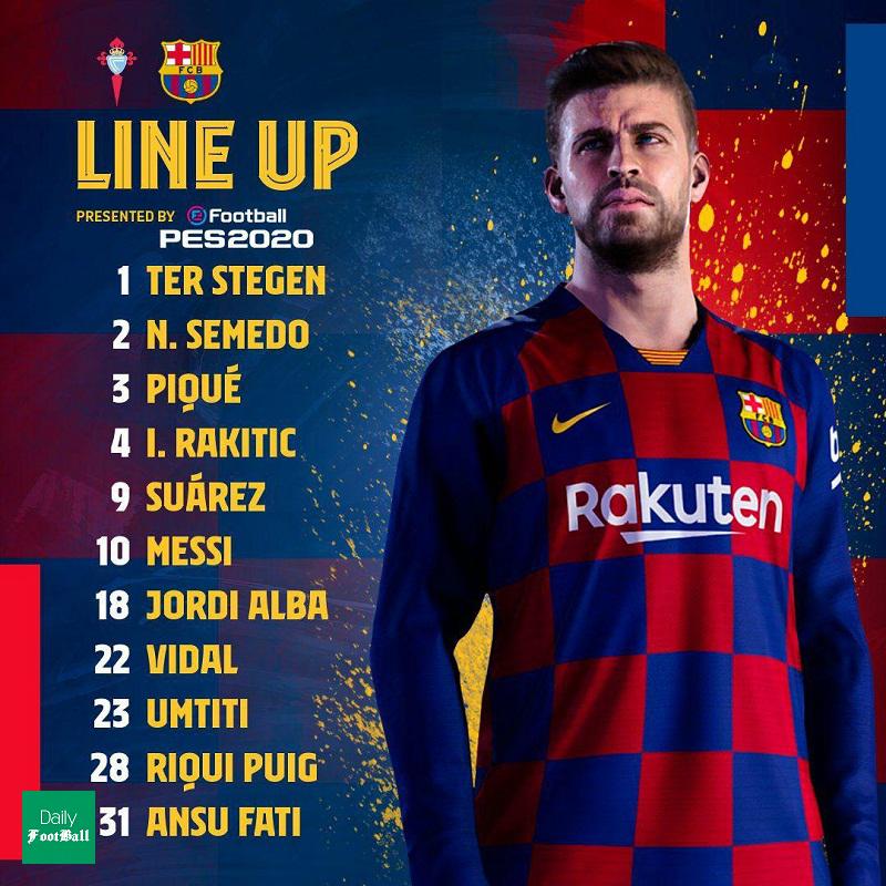 ترکیب بارسلونا مقابل سلتاویگو برای بازی امروز 7 تیر 99