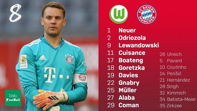 ترکیب بایرن مونیخ مقابل ولفسبورگ برای بازی امروز 7 تیر 99