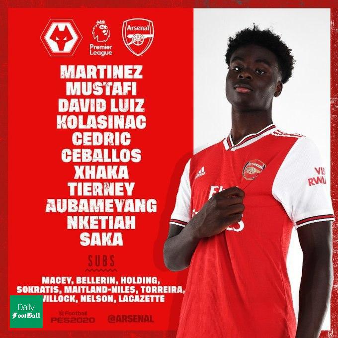 ترکیب آرسنال مقابل ولورهمپتون برای بازی امشب 14 تیر 99