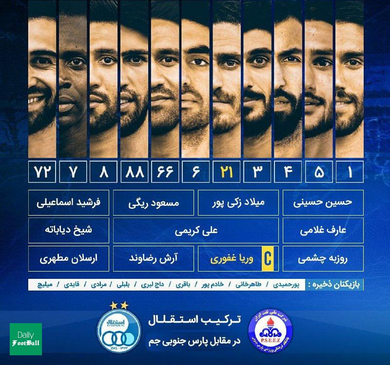 ترکیب استقلال مقابل پارس جنوبی برای بازی امروز 6 مرداد 99