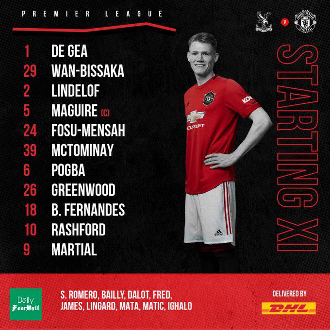 ترکیب منچستریونایتد مقابل کریستال پالاس برای بازی امشب 26 تیر 99