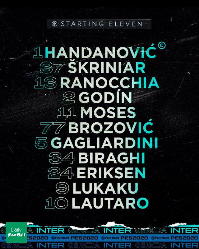 ترکیب اینتر مقابل جنوا برای بازی امشب 4 مرداد 99