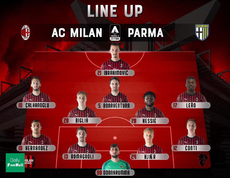 ترکیب میلان مقابل پارما برای بازی امشب 25 تیر 99