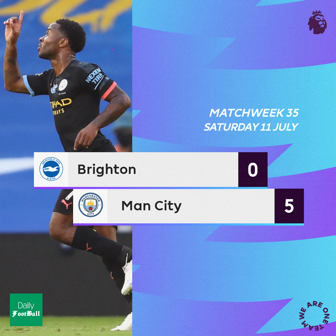 نتیجه بازی منچسترسیتی و برایتون/ نایب قهرمانی سیتی قطعی شد