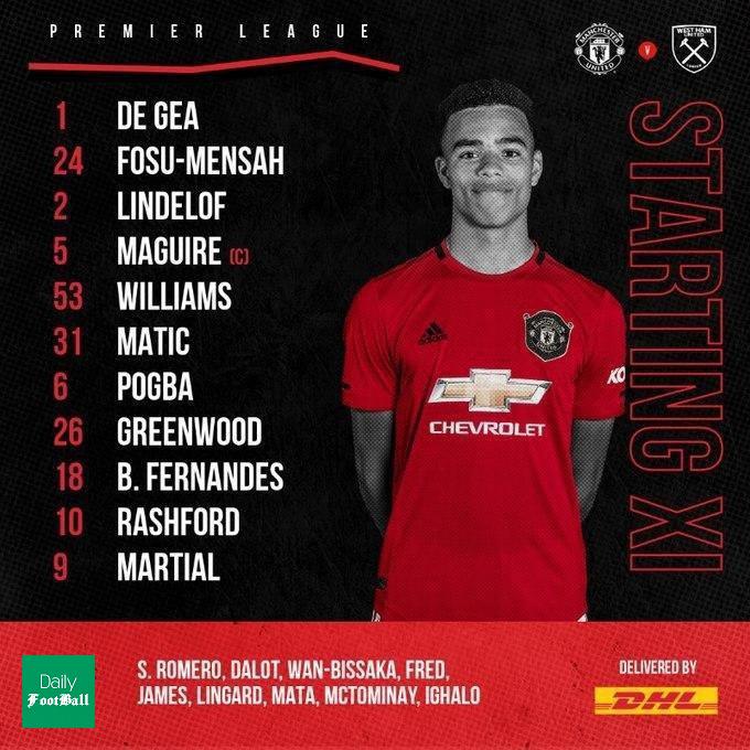 ترکیب منچستریونایتد مقابل وستهام برای بازی امشب 1 مرداد 99