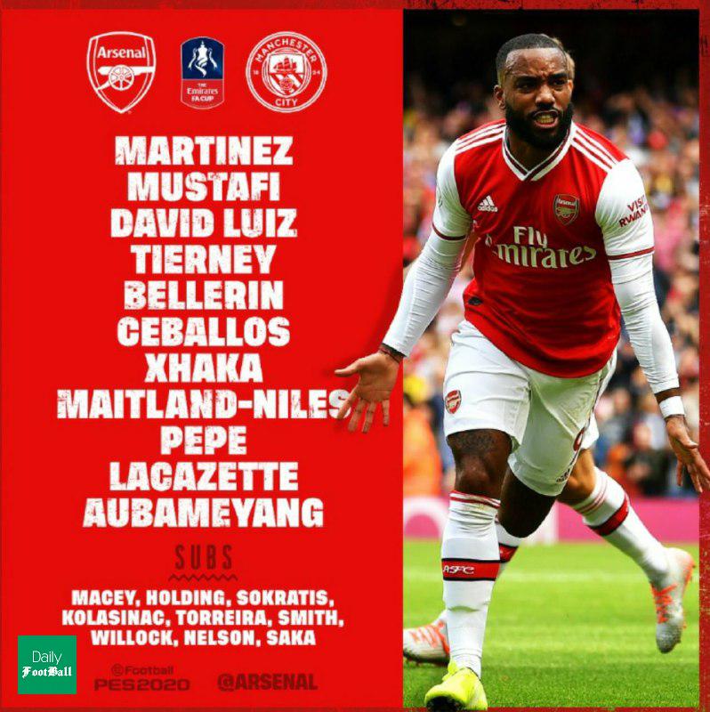 ترکیب آرسنال و منچسترسیتی برای بازی امشب 28 تیر 99