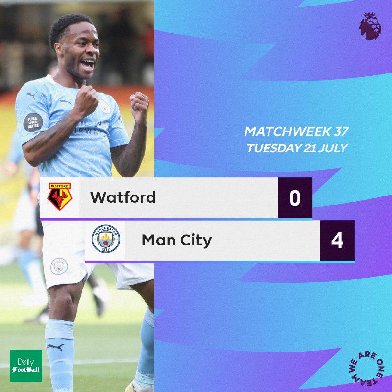 نتیجه بازی منچسترسیتی و واتفورد/ پیروزی پرگل سیتیزن ها