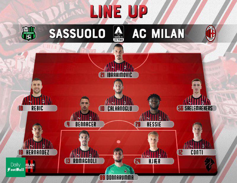 ترکیب میلان مقابل ساسولو برای بازی امشب 31 تیر 99