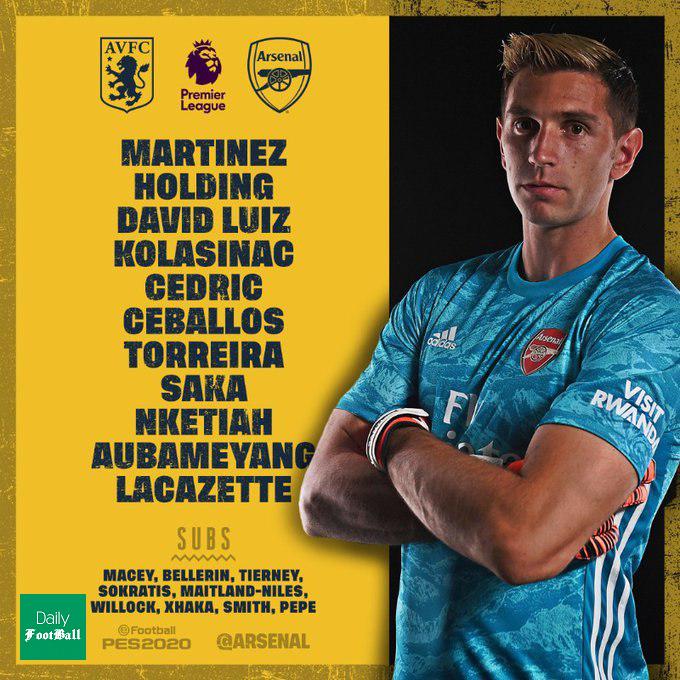 ترکیب آرسنال مقابل استون ویلا برای بازی امشب 31 تیر 99