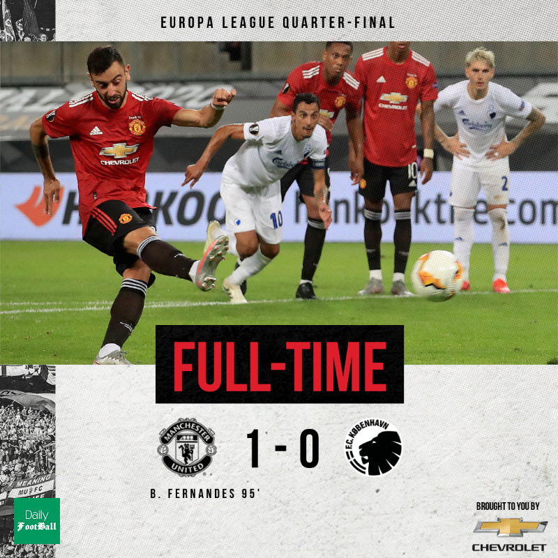 نتیجه بازی منچستریونایتد و کپنهاگن در یک چهارم نهایی لیگ اروپا