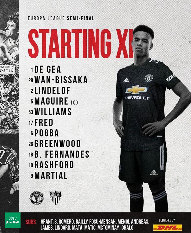 ترکیب منچستریونایتد و سویا برای بازی امشب 26 مرداد 99