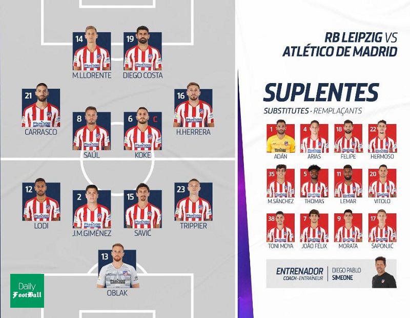 ترکیب لایپزیگ و اتلتیکو مادرید برای بازی امشب 23 مرداد 99
