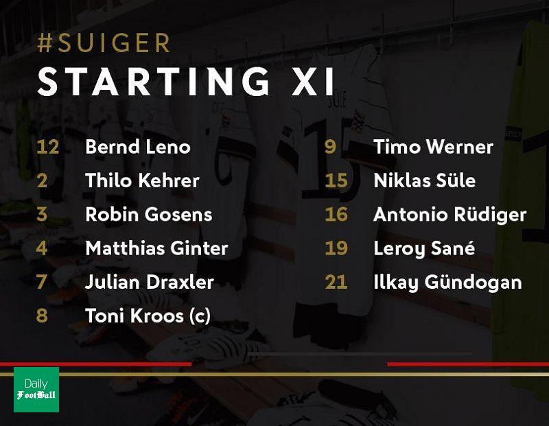 ترکیب تیم ملی آلمان مقابل سوئیس برای بازی امشب 16 شهریور 99