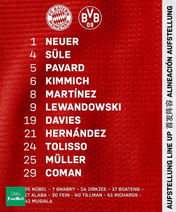 ترکیب بایرن مونیخ و دورتموند برای بازی امشب 9 مهر 99