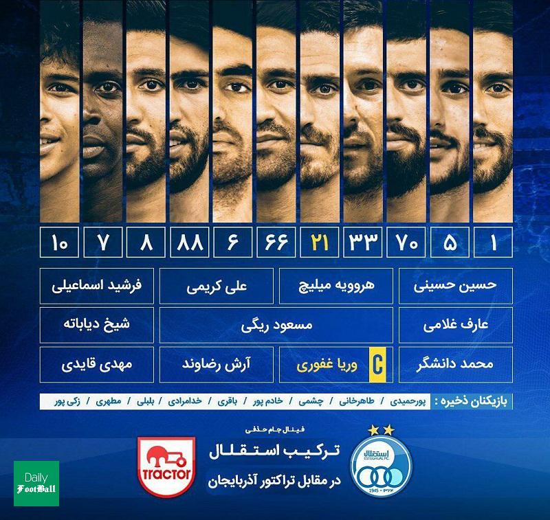 ترکیب استقلال و تراکتور برای بازی امروز پنجشنبه 13 شهریور 99