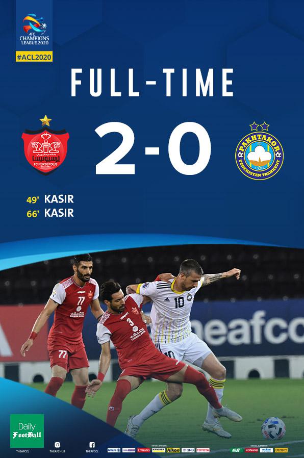 نتیجه بازی پرسپولیس و پاختاکور ازبکستان در یک چهارم نهایی لیگ قهرمانان آسیا