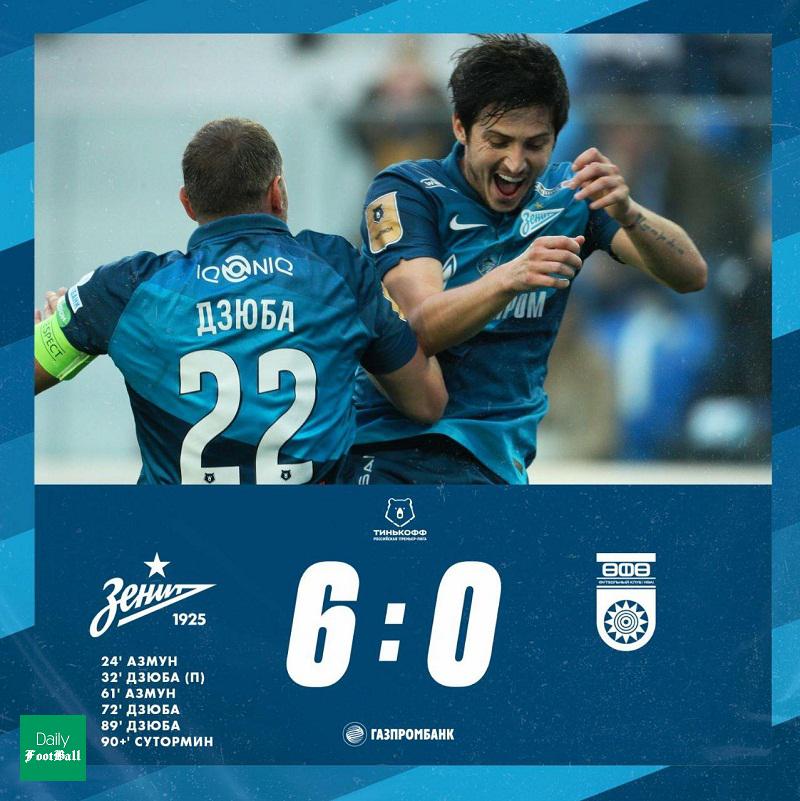 نتیجه بازی زنیت و اوفا/ پیروزی پرگل زنیت با دبل سردار آزمون