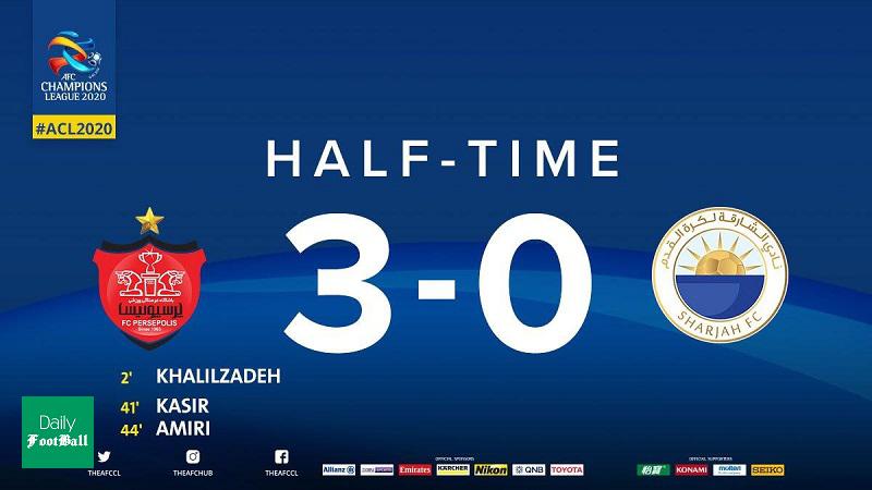 نتیجه بازی پرسپولیس و الشارجه امشب پنجشنبه 3 مهر 99 + جدول گروه C لیگ قهرمانان آسیا