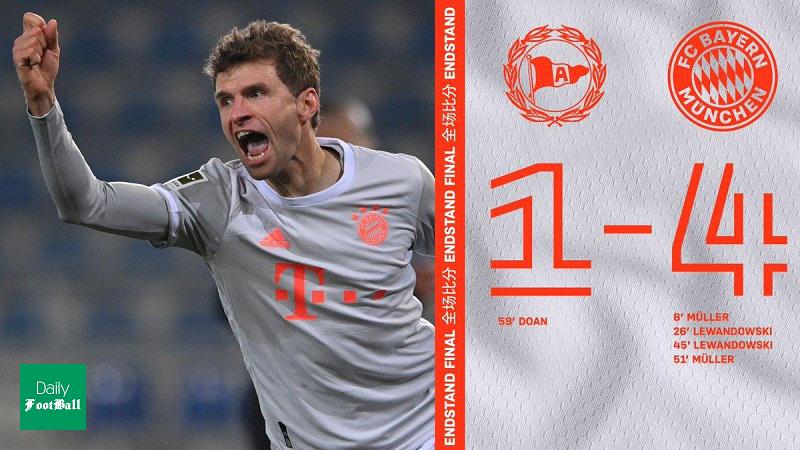 نتیجه بازی بایرن مونیخ و آرمینیا بیله فلد/ پیروزی پرگل باواریایی ها