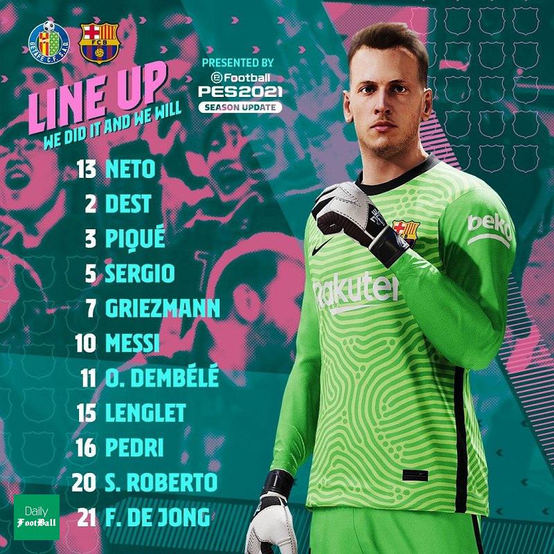 ترکیب بارسلونا مقابل ختافه برای بازی امشب 26 مهر 99