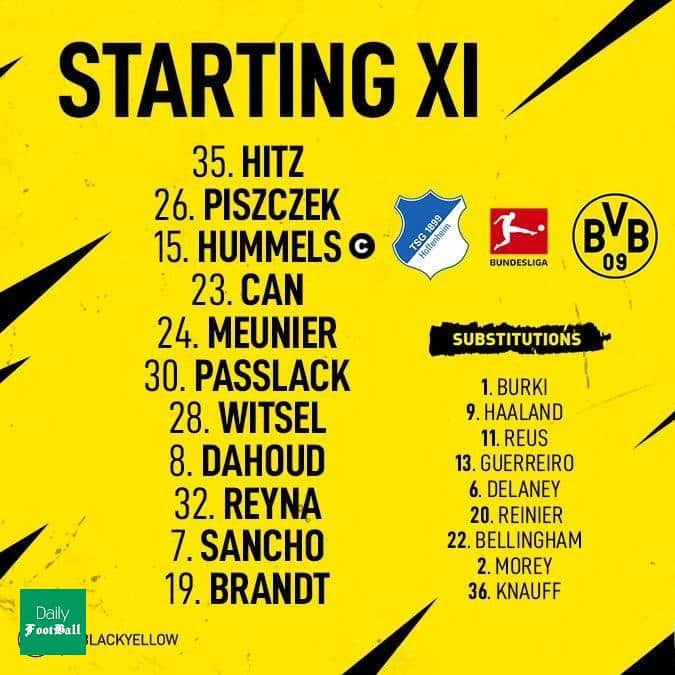 ترکیب دورتموند مقابل هوفنهایم برای بازی امروز 26 مهر 99