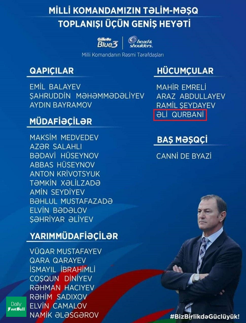 علی قربانی به تیم ملی آذربایجان دعوت شد