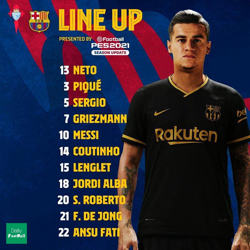 ترکیب بارسلونا مقابل سلتاویگو برای بازی امشب 10 مهر 99