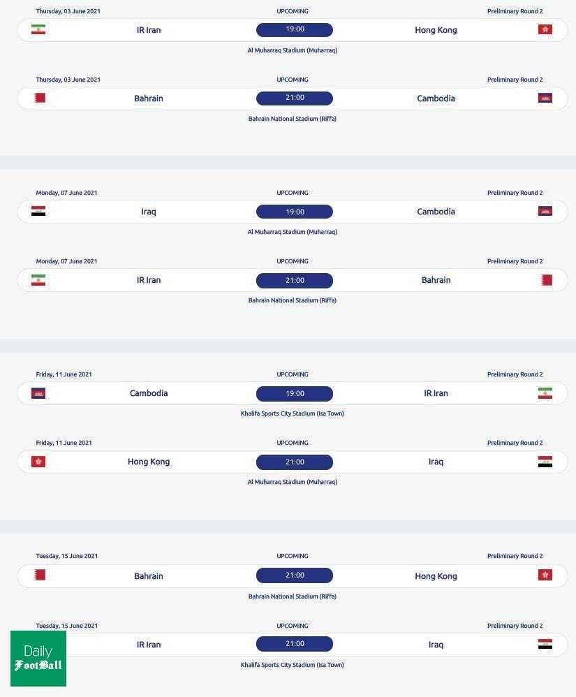 برنامه کامل بازی های تیم ملی ایران در انتخابی جام جهانی 2022 در خرداد 1400