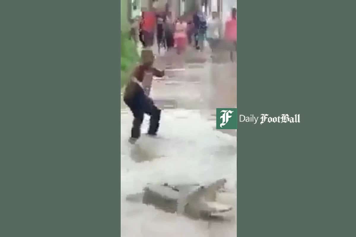 فیلم| ورود وحشتناک تمساح به شهر سیل زده | دیلی فوتبال