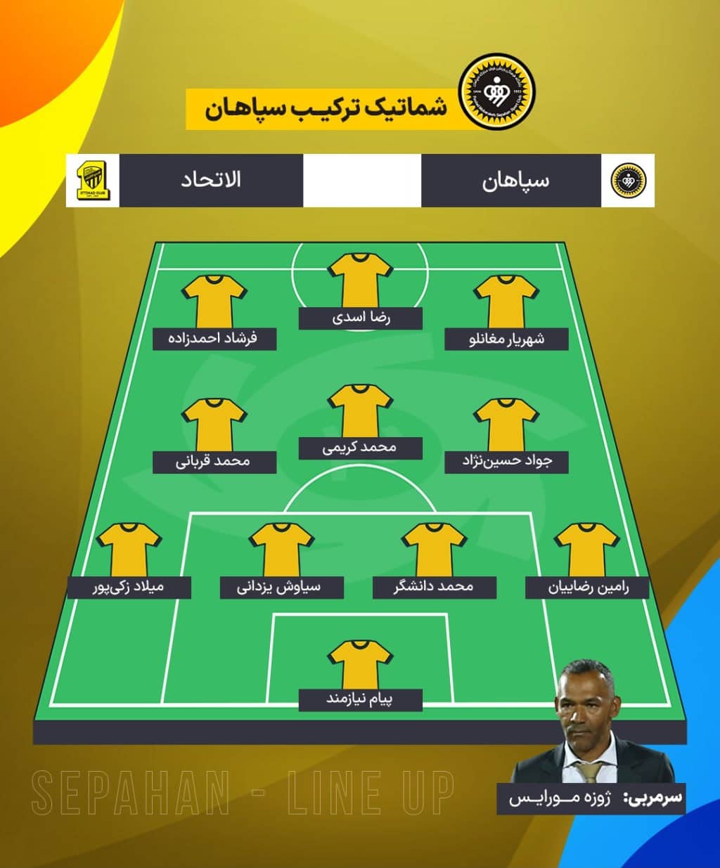 ترکیب سپاهان مقابل الاتحاد برای بازی امشب 10 مهر 1402 | دیلی فوتبال