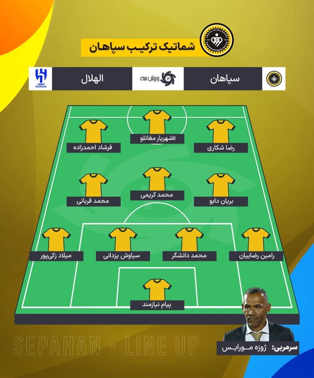 ترکیب سپاهان مقابل الهلال برای بازی امشب 26 بهمن 1402 | دیلی فوتبال
