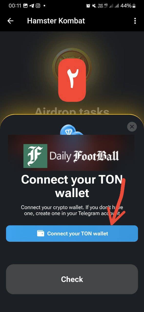 عکس| نحوه اتصال بازی همستر کمبت تلگرام به کیف پول تون کیپر + آموزش تصویری | دیلی فوتبال