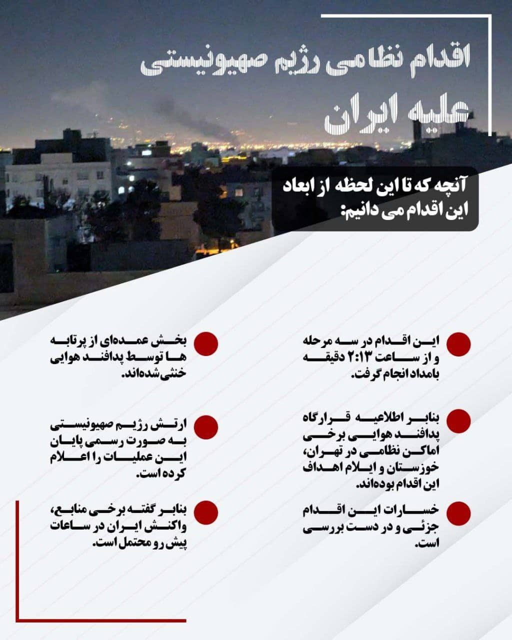 عکس| همه آنچه از حمله دیشب اسرائیل به ایران می دانیم عکس| همه آنچه از حمله دیشب اسرائیل به ایران می دانیم | دیلی فوتبال