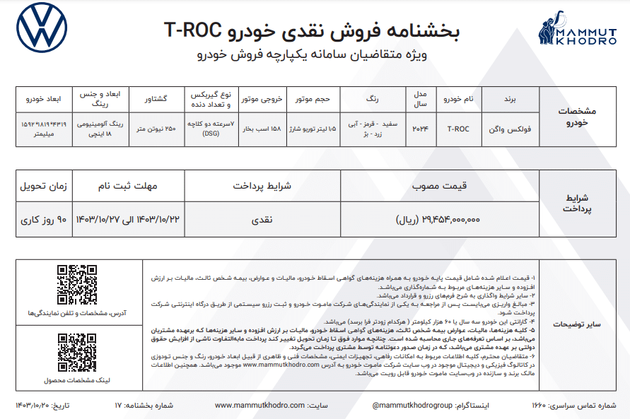 عکس| فروش فوق العاده مدل جدید فولکس واگن از فردا شنبه 22 دی 1403 | دیلی فوتبال