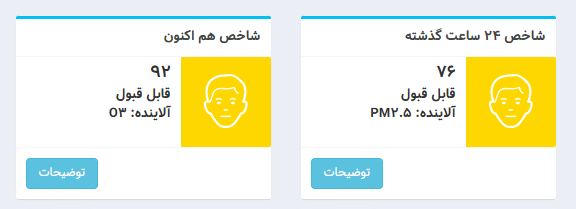 عکس| شاخص آلودگی هوا تهران امروز پنجشنبه 18 اردیبهشت 1404 عکس| شاخص آلودگی هوا تهران امروز پنجشنبه 18 اردیبهشت 1404 | دیلی فوتبال