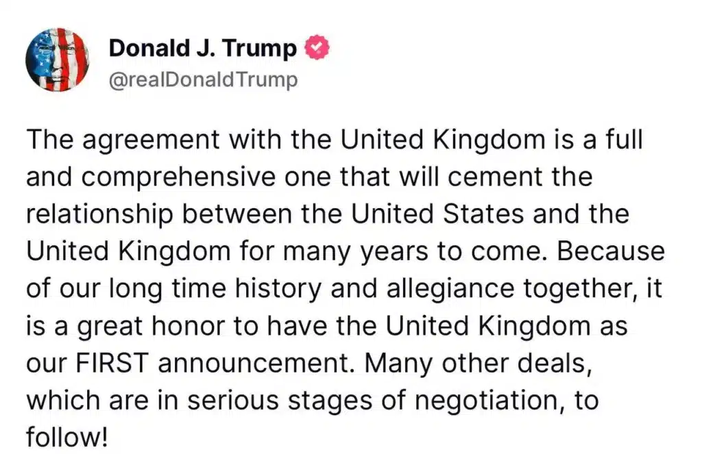 ترامپ از «توافق تجاری با بریتانیا» خبر داد ترامپ از «توافق تجاری با بریتانیا» خبر داد