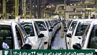 آخرین قیمت محصولات ایران خودرو امروز شنبه 24 مرداد 1405 آخرین قیمت محصولات ایران خودرو امروز شنبه 24 مرداد 1405 | دیلی فوتبال