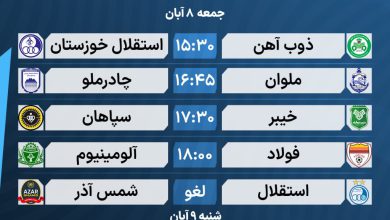 عکس| برنامه کامل بازی های هفته 11 لیگ برتر 1405 | دیلی فوتبال